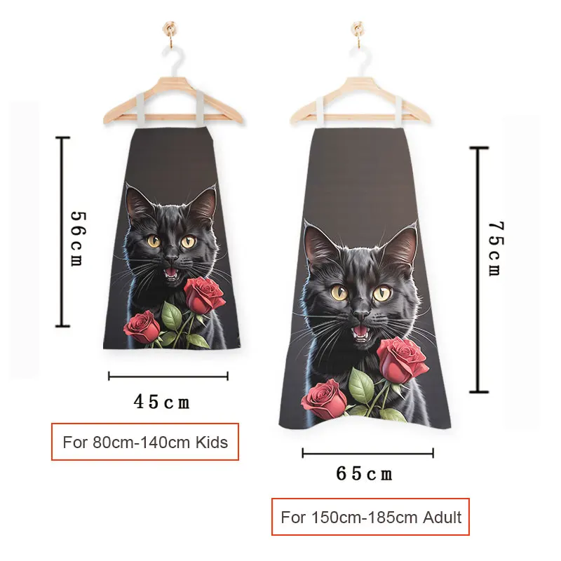 Fantasy Magic Cat Print Kitchen Apron Women Men Pinafore Household Cleaning Tool Baking BBQ Chef Waiter Cooking Aprons