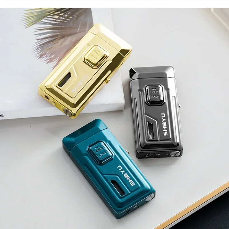 

Creative Dual Flame Stretched Open Flame Butane Gas Lighter Windproof Red Fire Visible Gas Window Silent Ignition Tool