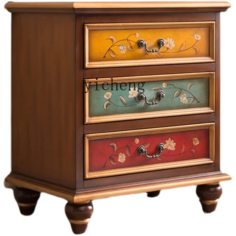 

ZTQH bedside table solid wood painted chest cabinet drawer cabinet storage overall cabinet retro complete furniture
