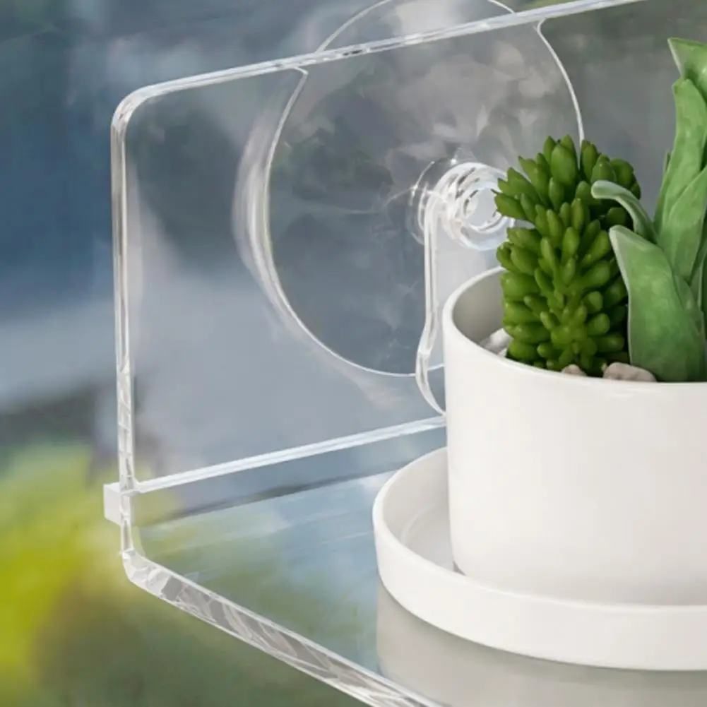 Window Plant Shelf Space Saving Hanging Shelf Acrylic Window Sill Plant Shelf with Strong Suction Cups Floating Wall Mounted