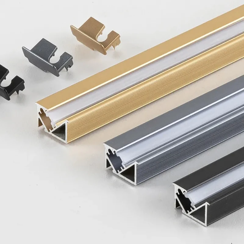 45 Degree Aluminum Profile Bar Light LED Recessed Hidden 45° Oblique Glowing Strip Line Lamp Diffuser Channel For Cabinet Shelf