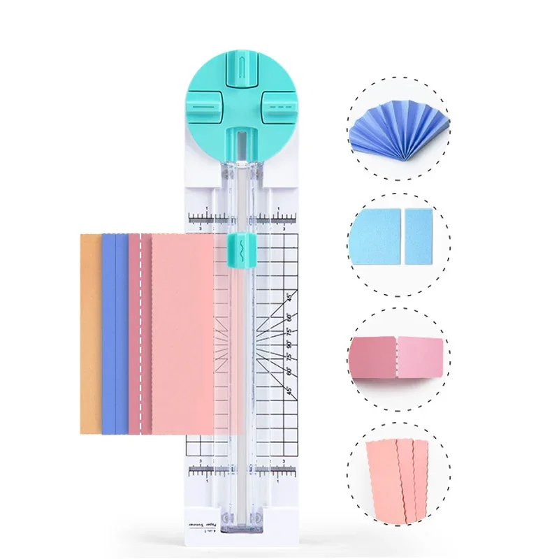 4-in-1 Multi-function Paper Cutter Knife Creasing Machine 360-degree Rotary Paper Cutter Hand-Cutting Tools Stationery Supplies