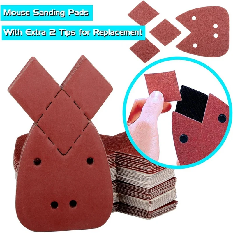 60Pcs Sander Pads, 10 X 40/60/80/120/180/240 Mouse Sander Pads Mixed, Mouse Sanding Pads Durable Easy To Use