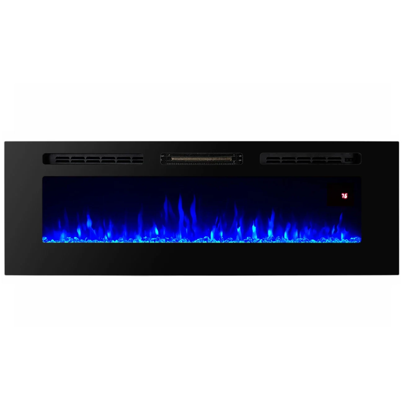 60" modern  artificial flame wall mounted electric fireplace insert indoor remote control