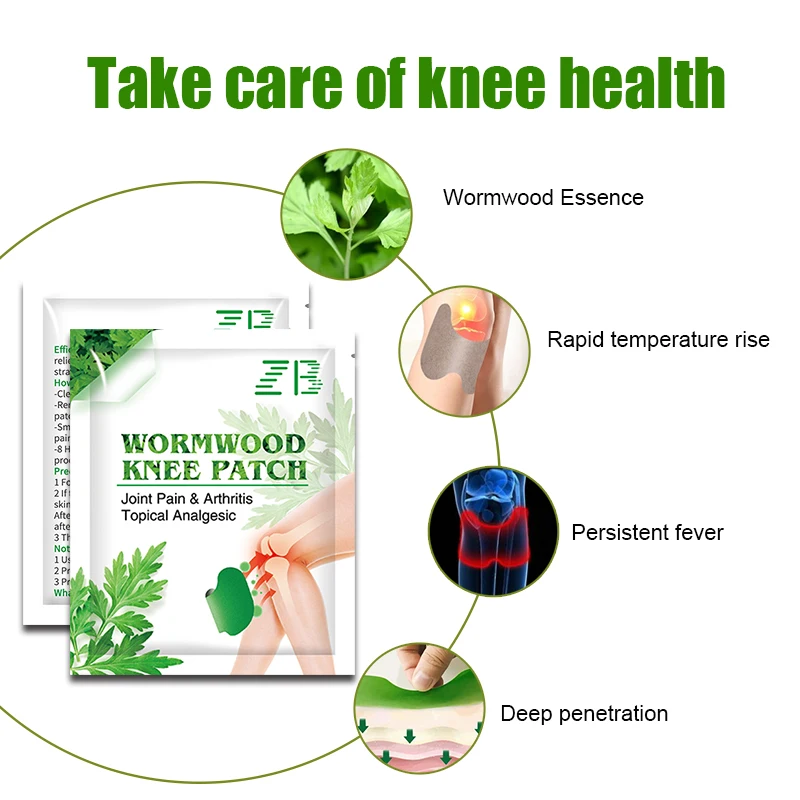 ZB 60PCS Wormwood Knee Pain Patch Herbal Extract Joint Arthritis Sticker Swelling Bruise Sprain Body Plaster Health Care