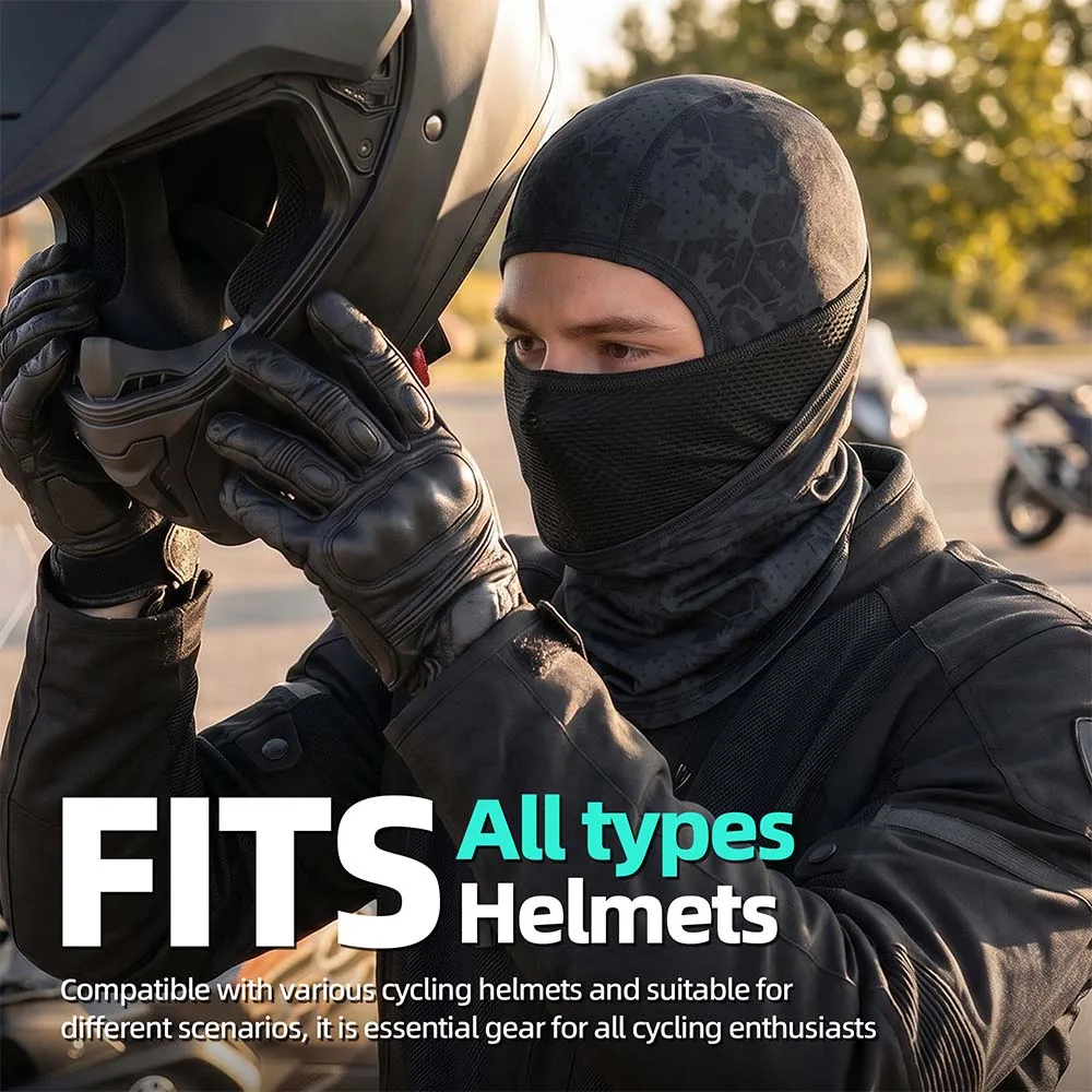 Summer Motorcycle Balaclava Breathable Full Face Mask Helmet Liner for Cycling Riding MTB Ski Windproof Neck Gaiter Headgear Men