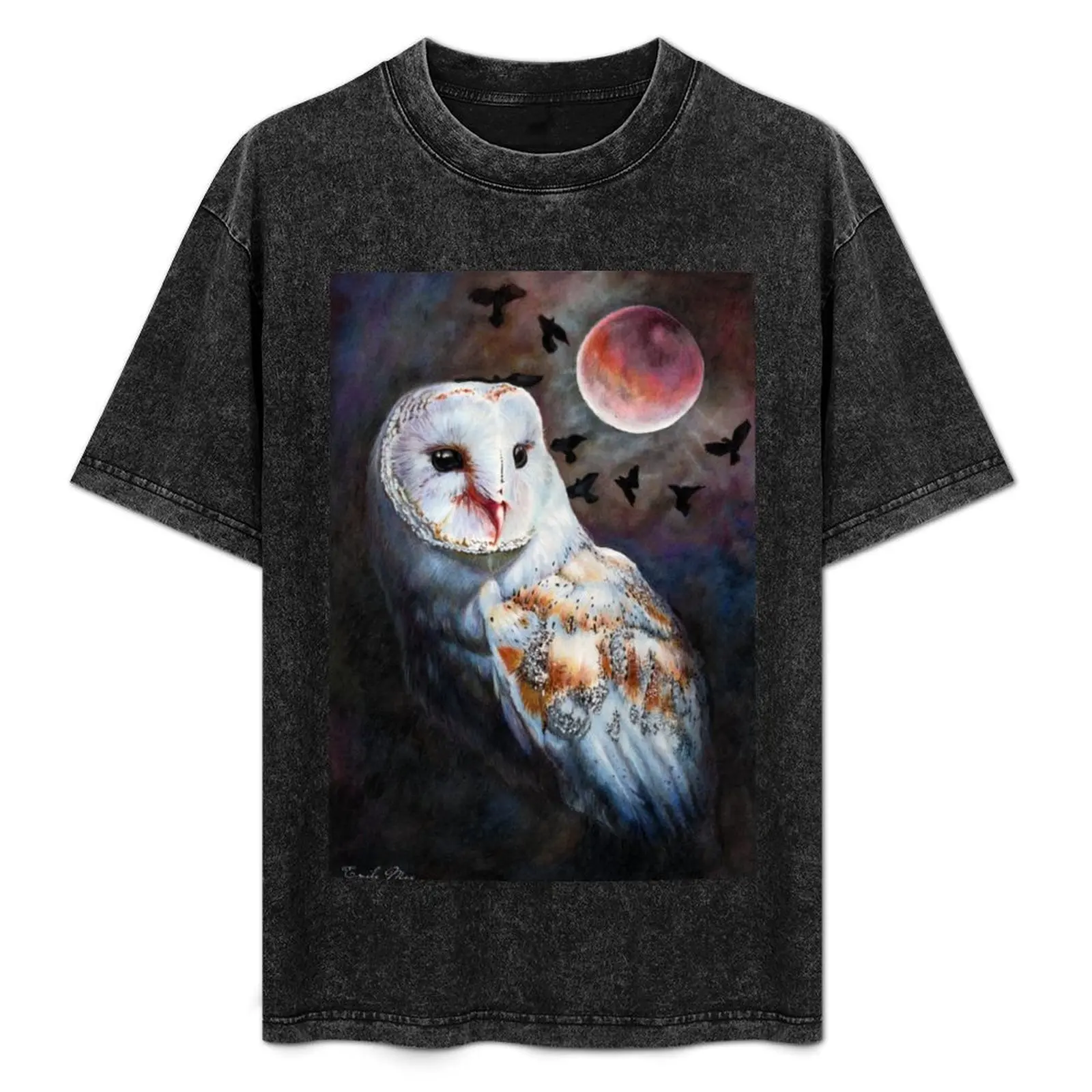 

Owl of the Blood Moon Heart T-Shirt cute clothes oversized graphic tee aesthetic clothes plain white t shirts men