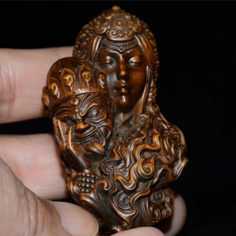 Chinese Natural Boxwood Carved Exquisite Figure Statue Wooden Figurines Gift Art