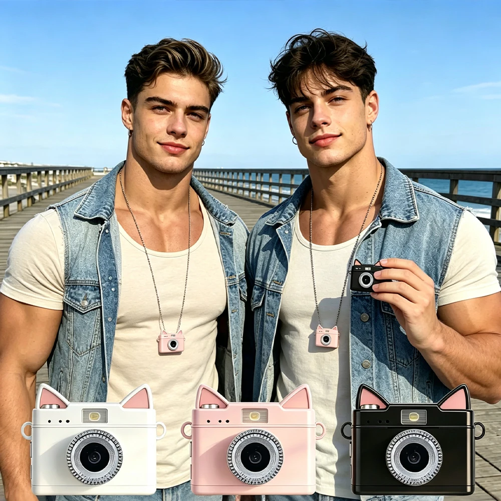 Mini-U Creative Wearable Neck Camera Cat Ear Design Mini Kids Toy Camera for Outdoor Play Recording
