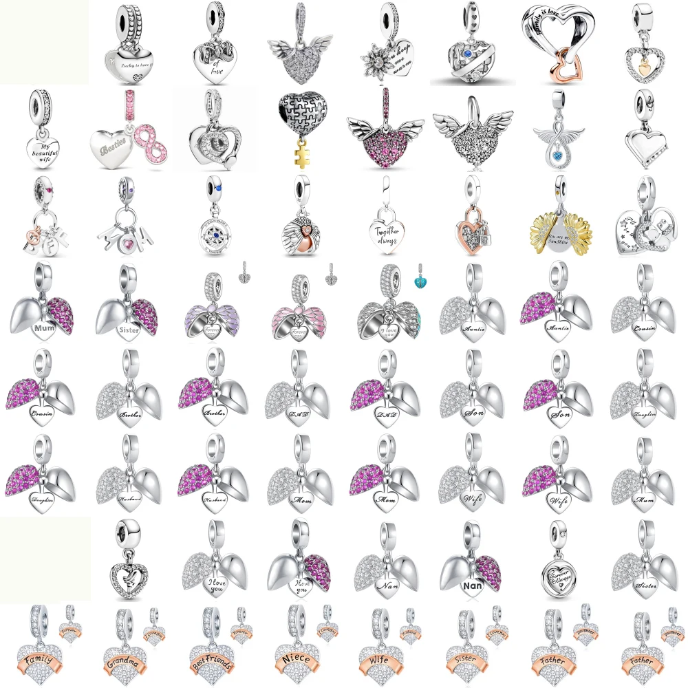 

Лидер продаж, стерлингового серебра 925, мама, сестра, семья, жена, любовь, очаровательные бусины, подходят для оригинального браслета-подвески, сделай сам, женские ювелирные изделия