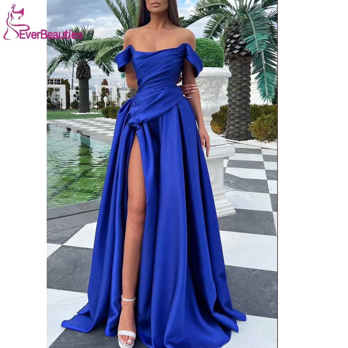 

Satin Side Slit Prom Dresses for Women Plus Size Evening Gown A Line Formal Party Dress Long Off Shoulder Vestidos De Gala Mujer