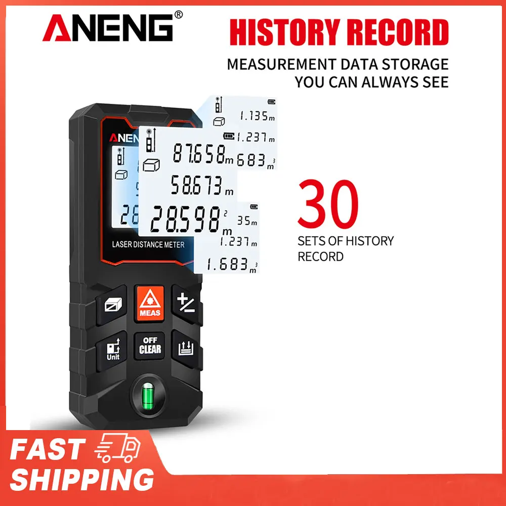 ANENG B60 مقياس مسافات الليزر يده مقياس مسافات صغير متعدد الوظائف الليزر المدى مكتشف 40-100 متر أدوات قياس المدى