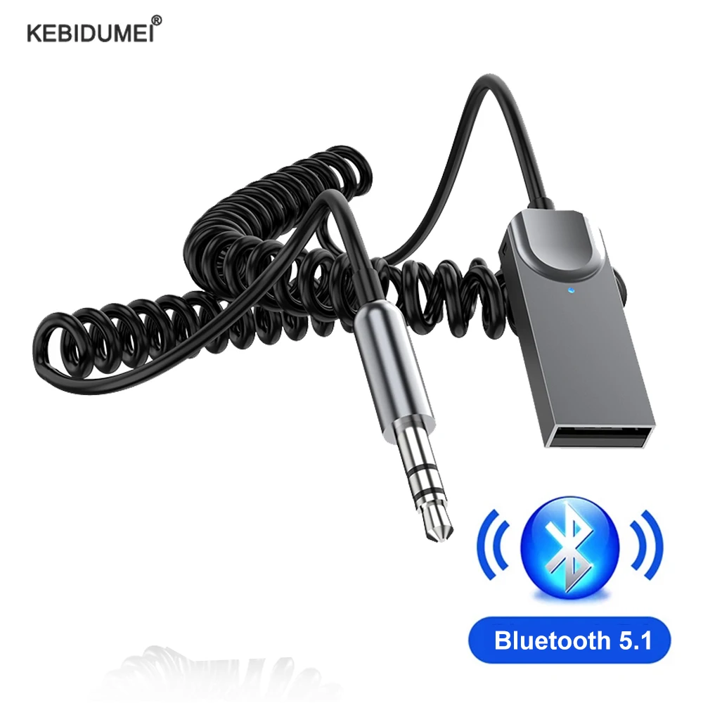 ブルートゥース3.5とUSBポートを備えた自動ハンズフリーの車用アダプター,オーディオ送信機,5.1mm