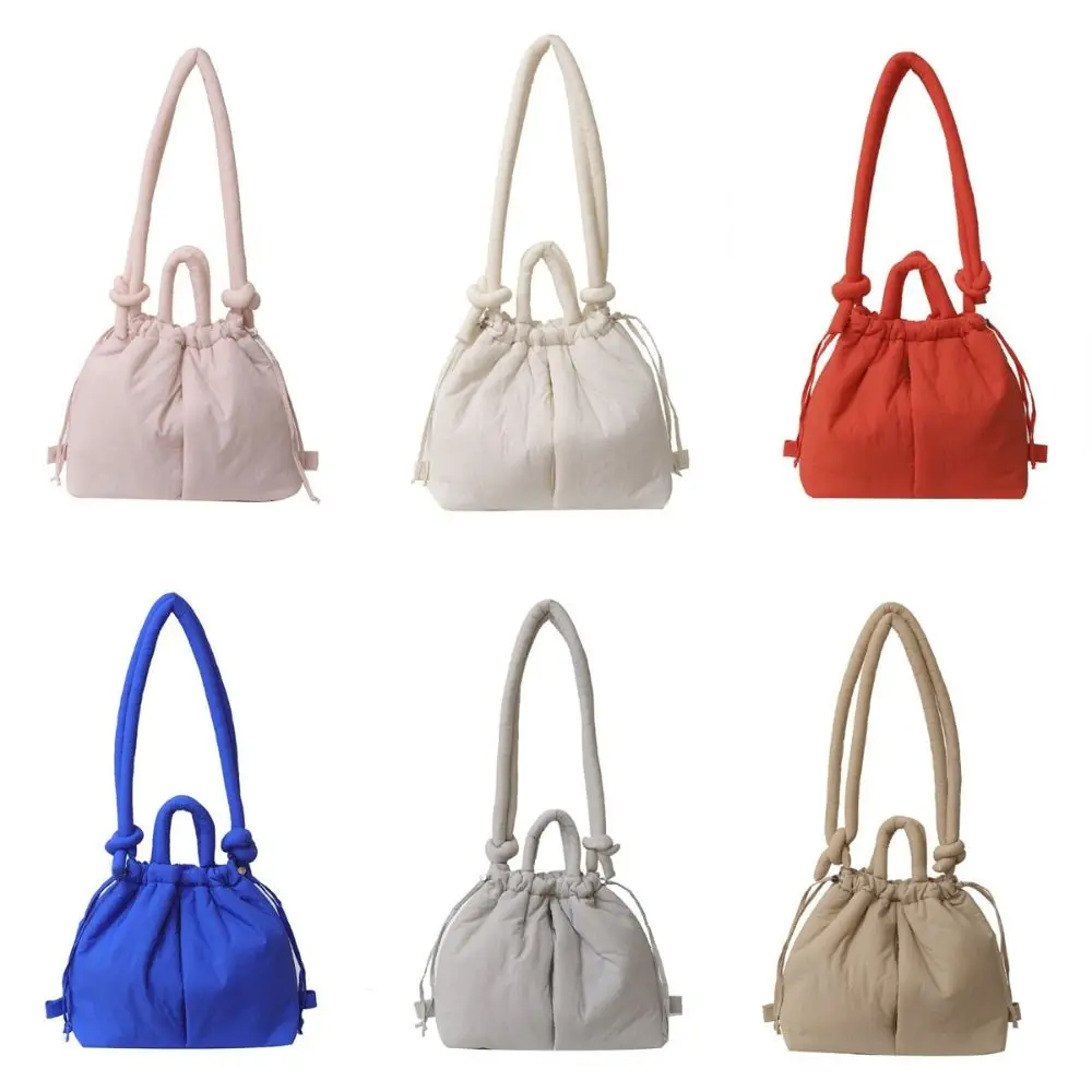 Large Capacity Nylon Drawstring Backpack Lightweight Padded Nylon Dual-Use Shoulder Bag Knotted Strap Nylon Down Cotton