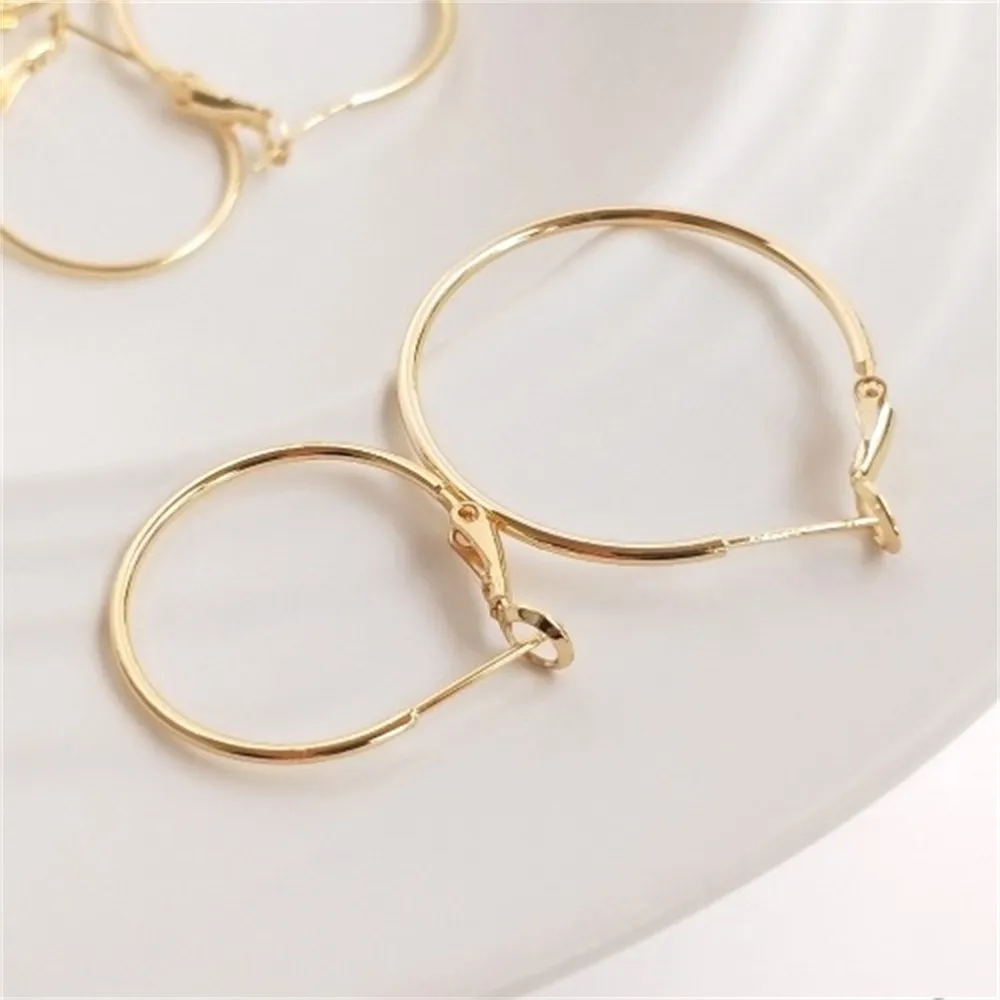 Ala 14K Gold-Color Earrings with Elastic Buckle Earrings Copper Plated Real Gold Earrings DIY Handmade Versatile Earrings E017