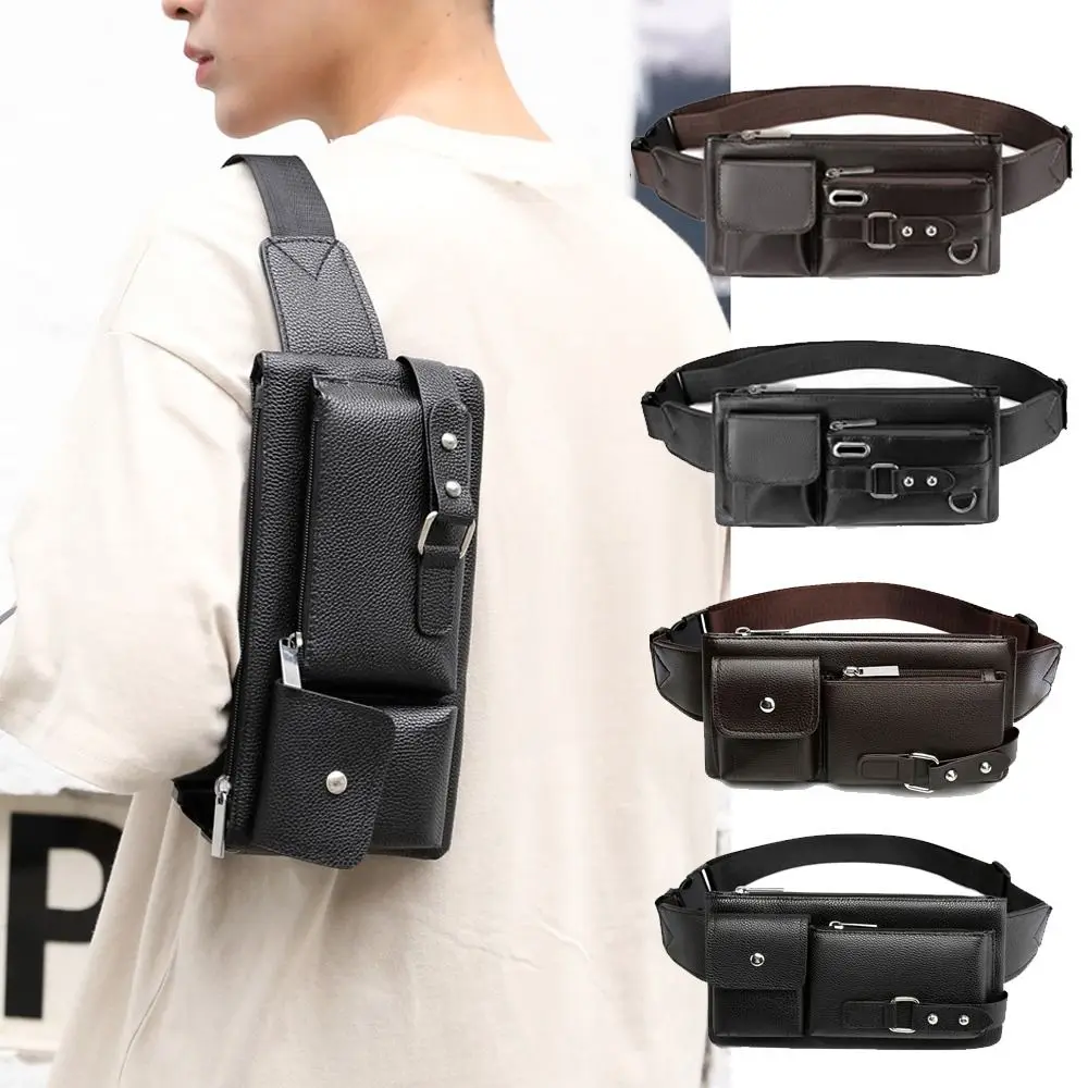 

Модный аксессуар, винтажный стиль, мужская сумка на плечо из искусственной кожи, поясная сумка с несколькими карманами, деловой дизайн, сумка для мобильного телефона, дорожная сумка