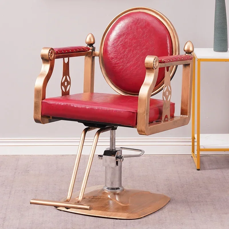 Professional Vintage Barber Chair Aesthetic Armchair Metal Barber Chairs Hairdressing Sillon Barbero Peluqueria Salon Furniture