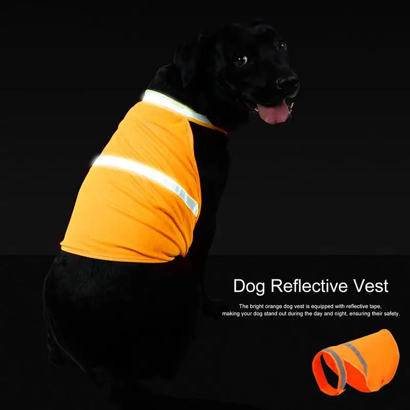 Reflective Dog Vest Breathable Dog Visibility Vest Dog Orange Vest Adjustable Fluorescent Comfortable Pet Supplies For Hunting