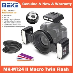 Meike MK-MT24 II Macro Twin Lite Speedlite TTL LED Macro Flash for Canon Nikon Sony MI Hot Shoe Mount DSLR  Camera