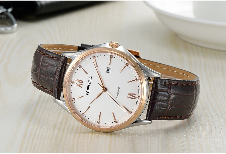 Мужские водонепроницаемые кварцевые часы с сапфировым стеклом, 39 мм