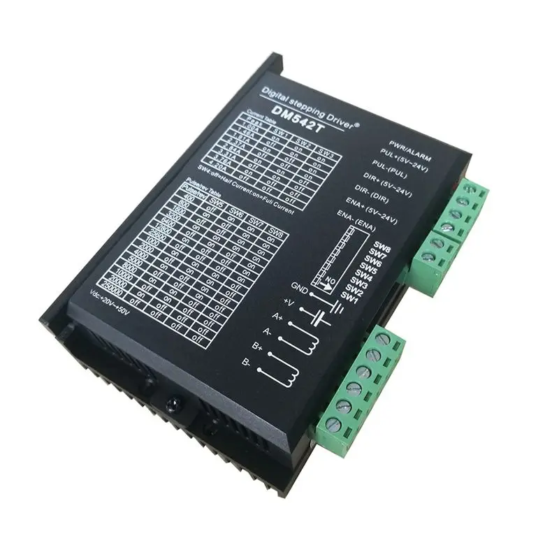 

Драйвер шагового двигателя ЧПУ HOTA43T DM542T, 1.0-4.2А, 20-50В DC, разрешение 1/128 микрокроков, совместим с шаговыми двигателями 17 и 23