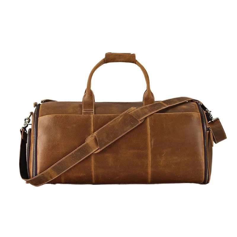 Leather travel bag large capacity multi-functional travel bag multi-compartment messenger luggage bag men