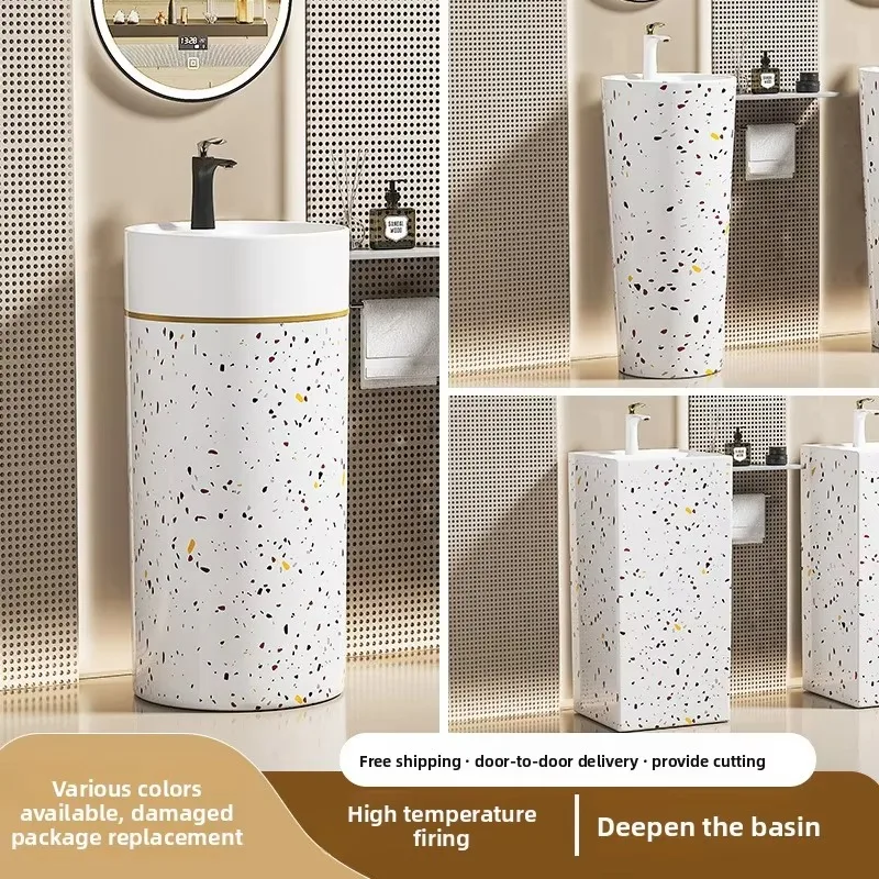 Handmade Modern Design Integrated Bathroom Basin Colorful Floor-standing Column Wash Basin For Hotel And Apartment Balcony Use