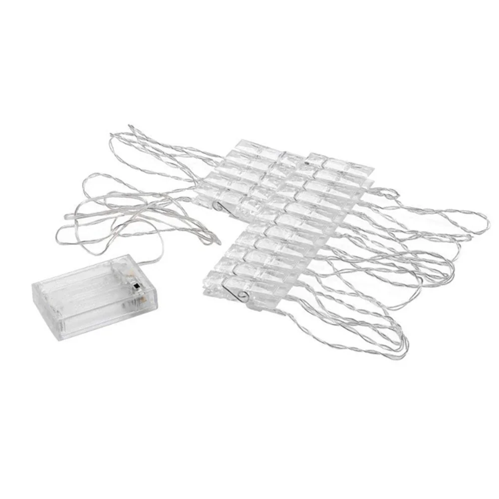 Guirlande lumineuse à Clip Photo LED, 1m/3m/6m AA, alimentée par batterie pour suspendre une carte Photo, une chambre à coucher, une mur, une lumière décorative d'anniversaire