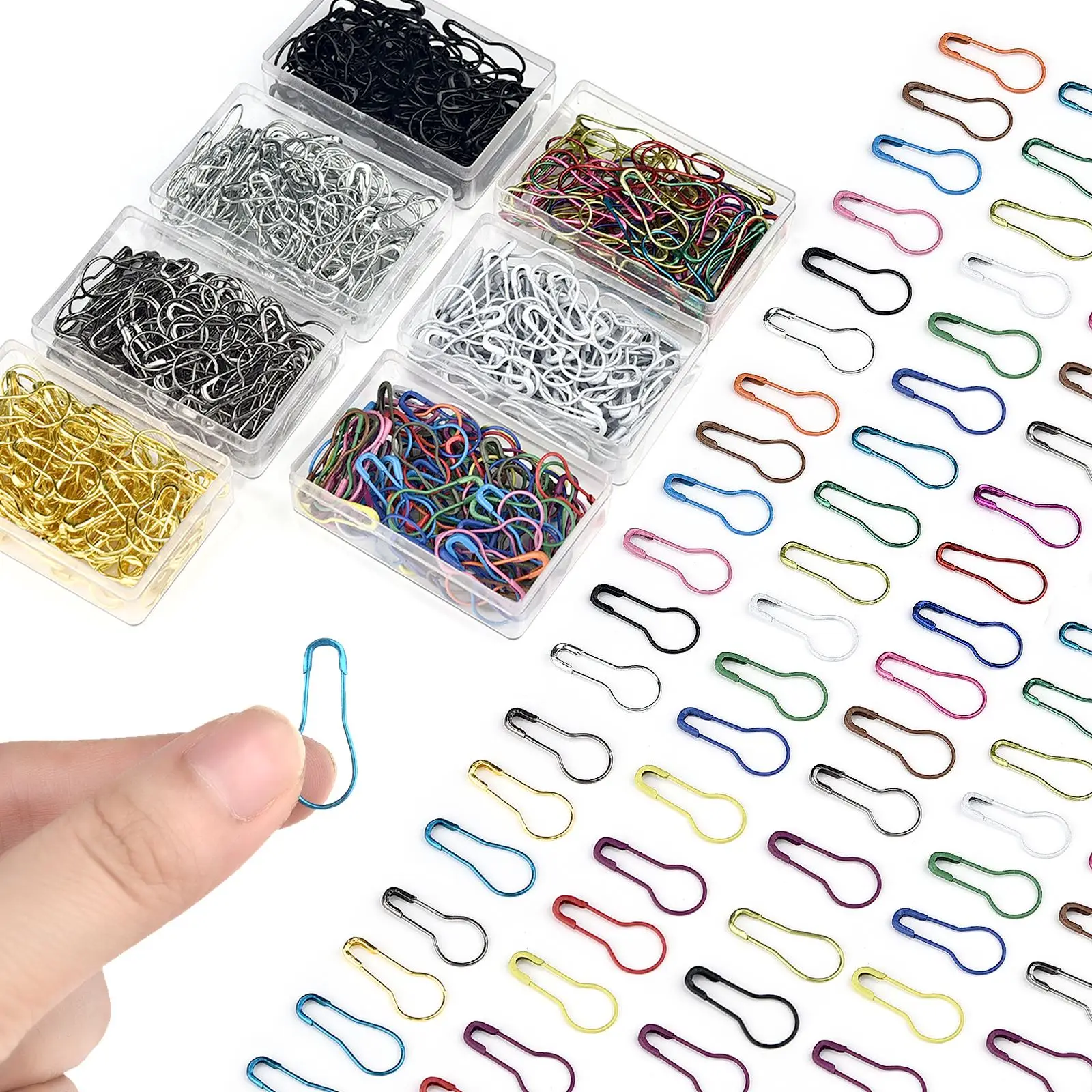 100pcs Safety Pins Metal Gourd Clips With Box Marker Tag Pins DIY Craft Locking Knitting Cross Stitch Pins Sewing Accessories