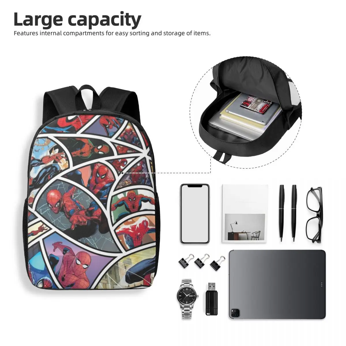 Spiderman 17-Inch Simple Student Backpack - Lightweight and Spacious School Bag for Boys and Girls