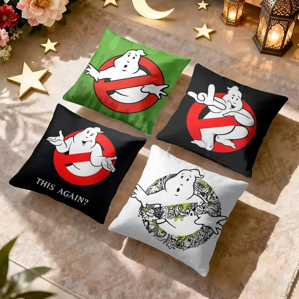 Movie G-Ghostbusters Flim Cushion Cover Soft Plush Fabric Double-Sided Printed Pillowcase for All Seasons Home Decor