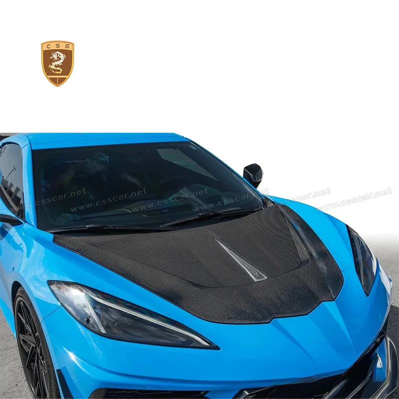 

For Chevrolet Corvette C8 Upgrade CSS Style Car Front Engine Bonnet Hood Dry Carbon Fiber Exterior Modification Accseeories