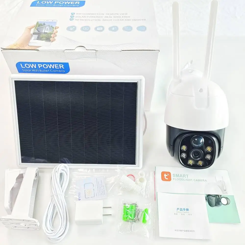 OEM 4G Sim Card Outdoor Security Waterproof 8W Solar Panel Power 2.5 Inch PTZ 1080P Dome CCTV Camera V380