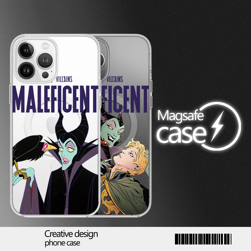 MINISO Disney Maleficent Phone Case for iPhone 12 11 13 14 15 16 Max Pro Plus Magsafe Magnetic Wireless Cover