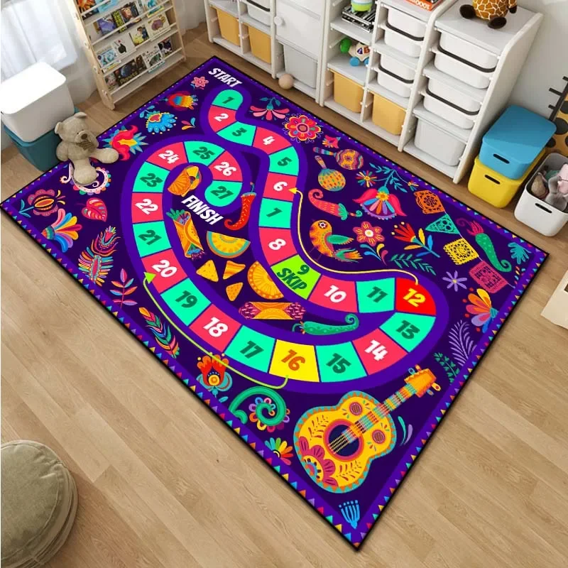 Cartoon Snake and Ladder Board Game Pattern Living Room Bedroom Carpet Bedside Bathroom Floor Mat 15 Sizes Kid's Room Play Mats