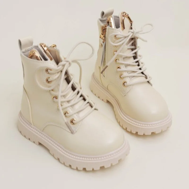 

Весенне-осенняя новая детская обувь 202, модные однотонные ботильоны для девочек, школьные повседневные ботинки с круглым носком