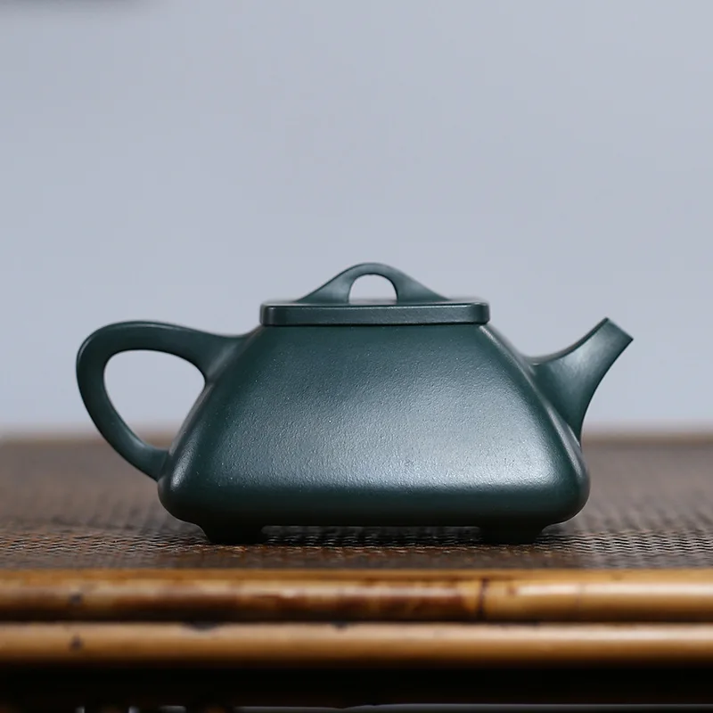 High Quality Yixing Ore Green Clay Square Stone Ladle Purple Teapot Pure Handmade Famous