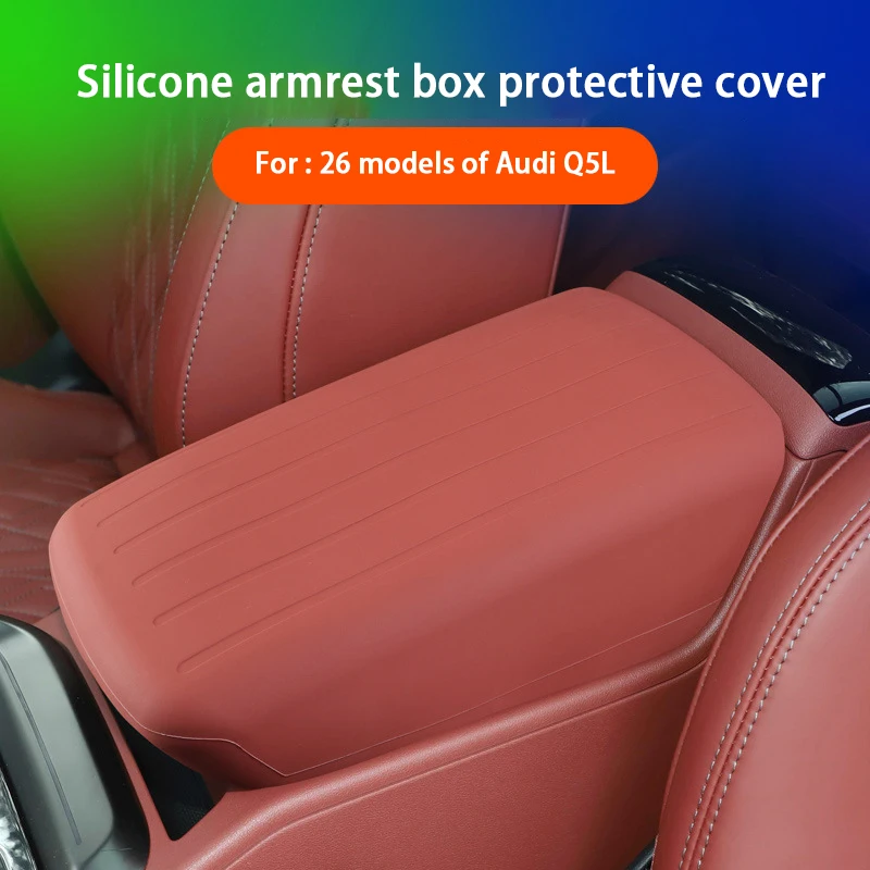 

For Audi Q5 Q5L GU 2025 2026 Car Armrest Cover Silicone Center Console Protector Anti Scratch Car Interior Accessories Trim