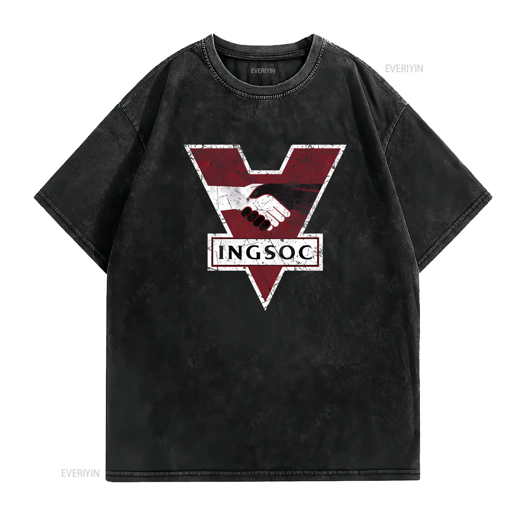 1984 George Orwell INGSOC T shirt vintage Washed designer clothes Soft streetwear Top For Everyday Wear graphic Versatile homme
