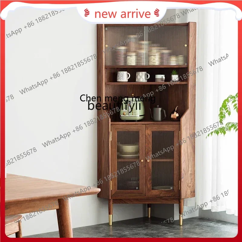 

SS ss7486 Nordic living room black walnut triangular cabinet dining room solid wood corner cabinet corner wine cabinet simple an