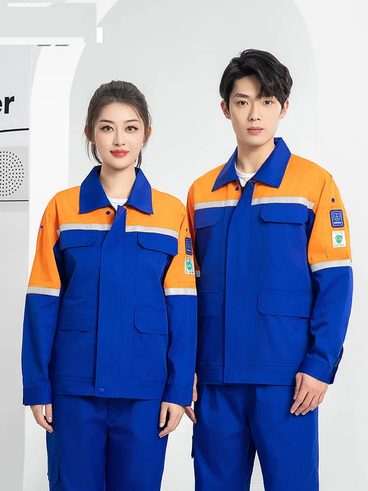 Anti static work clothing set for men women Hi vis safety working uniforms Summer mechanics electrical workshop labor suit5XL