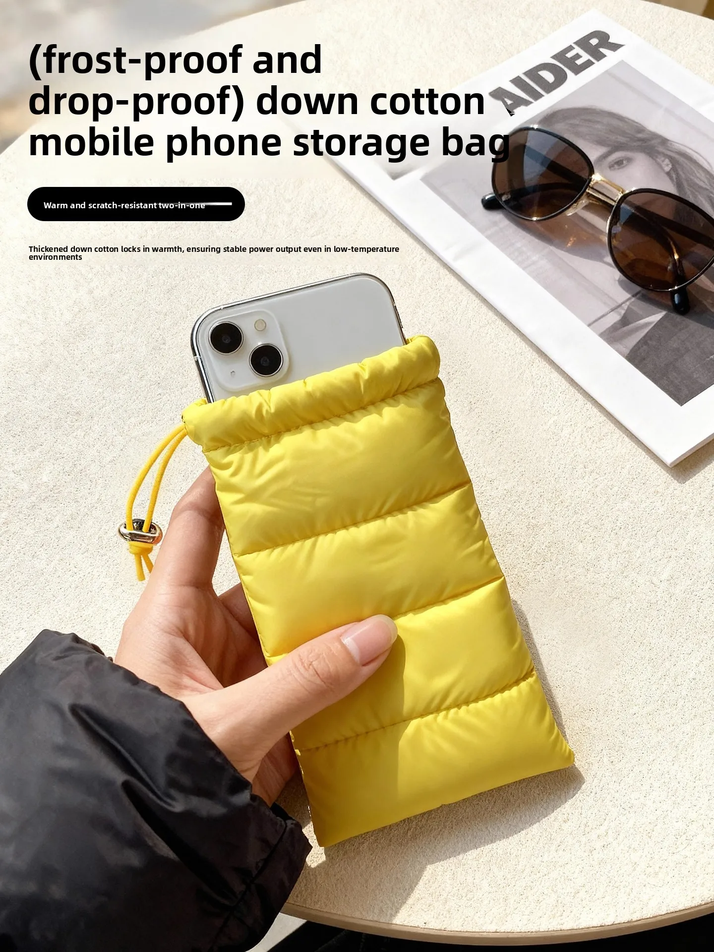 

Winter Outdoor Mobile Phone Warmth Protection Cover Northeast Harbin Travel Anti-freeze Off-switching Durable Cotton down Case