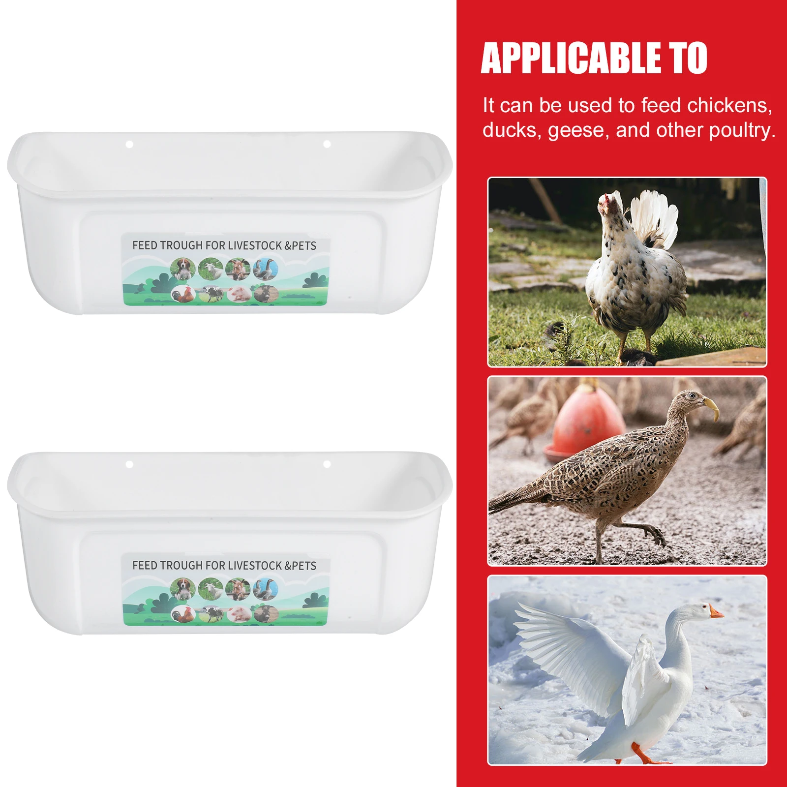 

2 Pcs Automatic Feeder Goat Feeders Hanging Chicken Bucket Trough White Pigeon Water