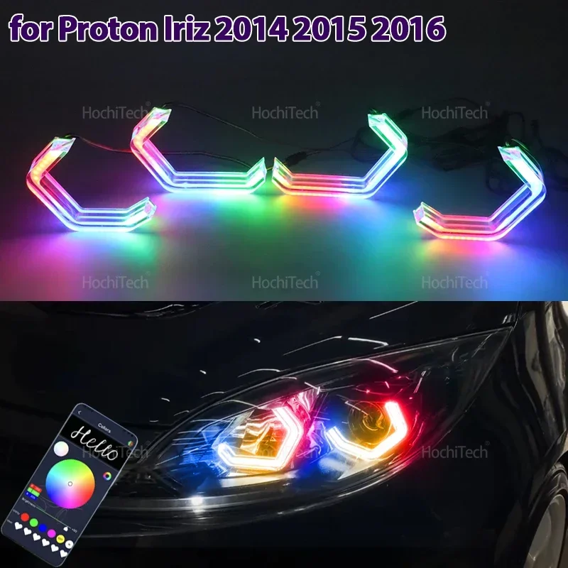 

For Proton Iriz 2014 2015 2016 High Quality RGB colorful Dynamic light Angel Eyes Rings Led M4 style DRL Turn signal Light