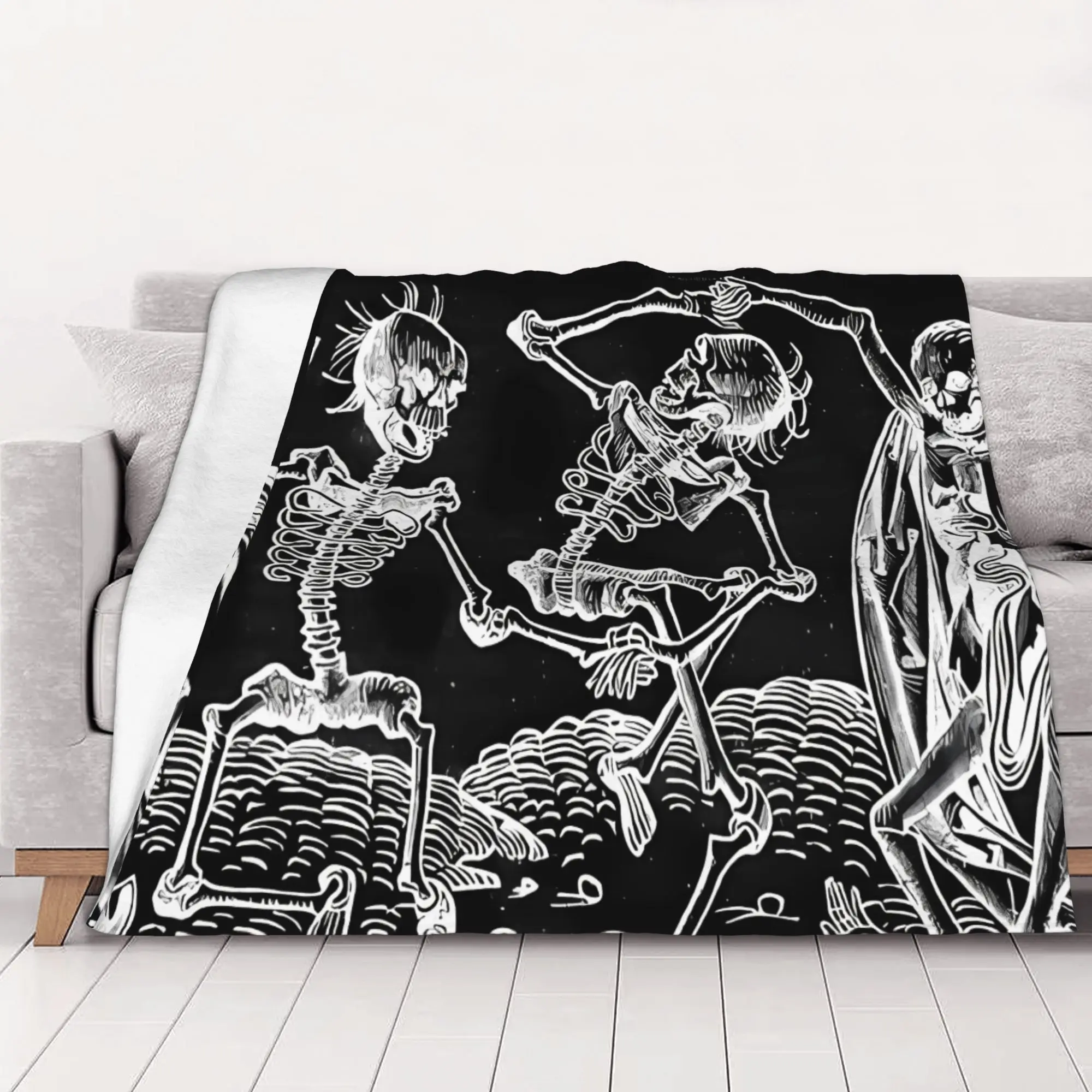 1PC home Cutecore The Dance Of Death Inverted Black Death Blanket Super Cosy Plush Home Living Room Sofa halloween