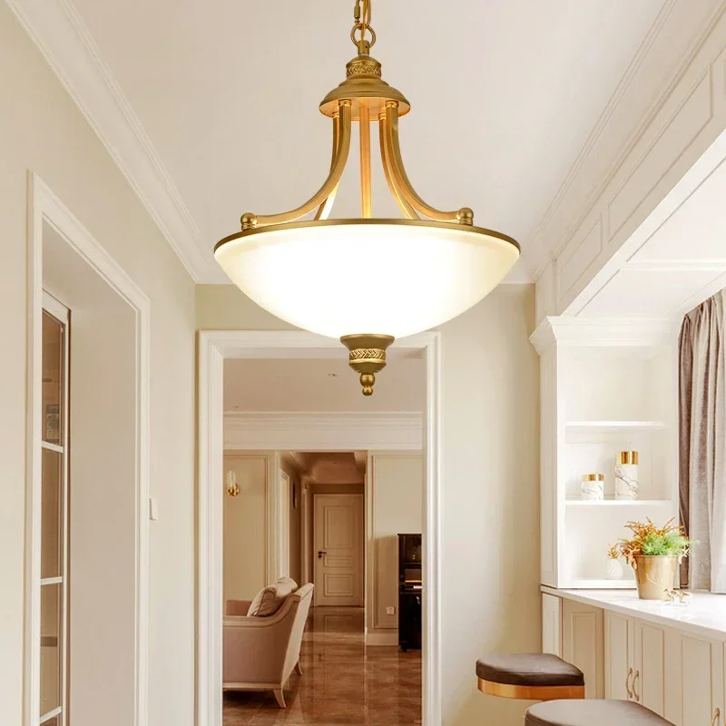 American Ceiling Chandelier Home Lamp Living Room Decor Dining Room Retro Led Ceiling Light Iron Chandelier Balcony Restaurant