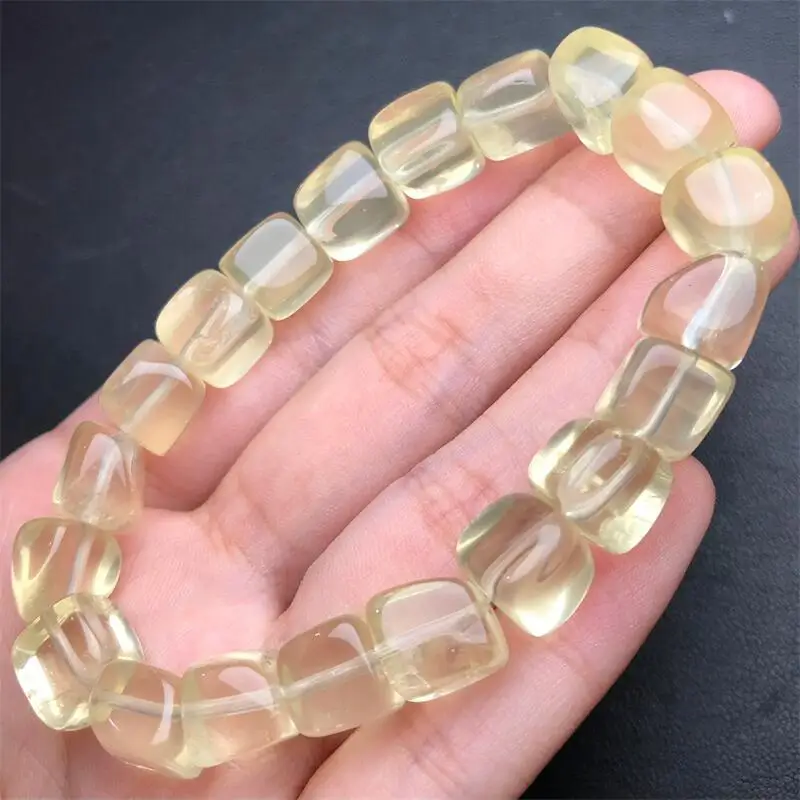 9.5MM Natural Lemon Citrine Cube Bracelet Charms Handmade Fortune Energy Bangle Mineral Woman Amulet Jewelry Gift 1PCS