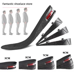 Men Women 3-9cm Height Increase Shoe Insole Breathable Variable Height Insert Absorbant Foot Pads Adjustable Cut Shoe Cushion