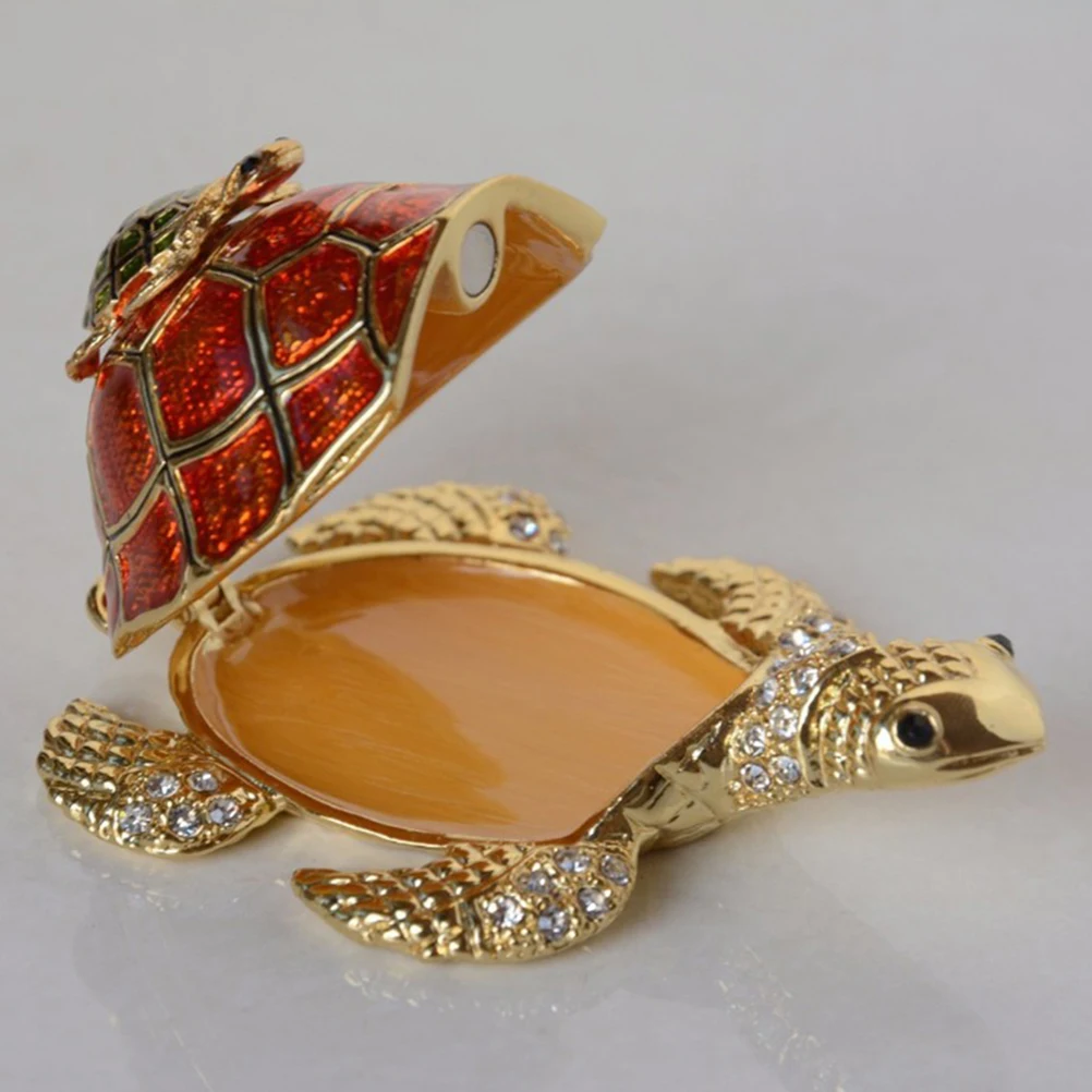 

Metal Cartoon Turtle Decor Orange Painted Resin Strong Drop Resistant Home Office Ornament Mother and Turtle