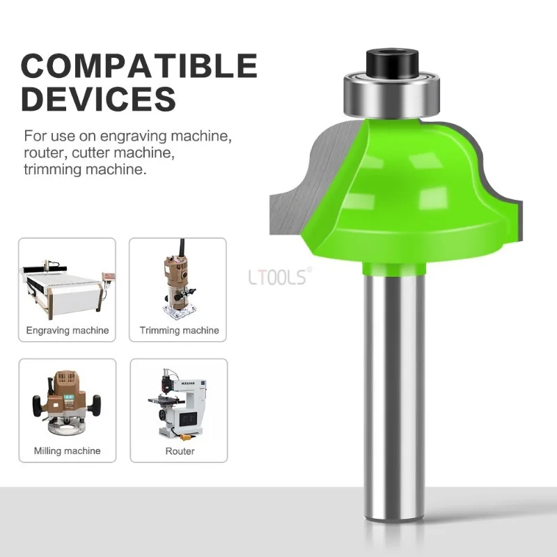Woodworking Milling Cutter 1/4 Shank Router Bit Set Edge Trimming Cutter Tungsten Carbide Blade Durable Woodworking Tool Parts